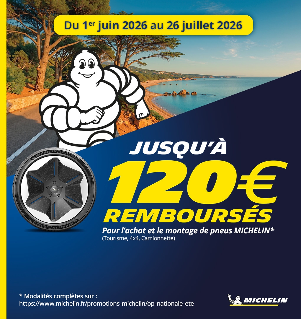 Jusqu'à 120 € remboursés sur vos pneus Michelin !