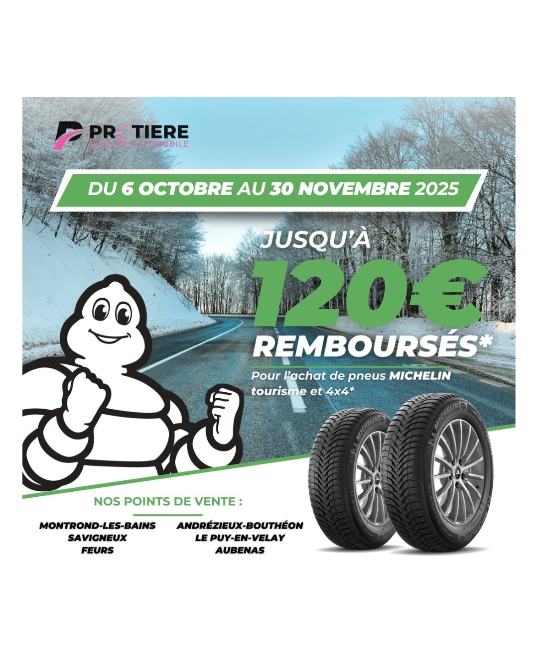 JUSQU’À 120€ REMBOURSÉS SUR VOS PNEUS MICHELIN !