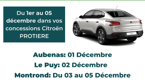 ROADSHOW E-C4X - DU 01 AU 05 DECEMBRE DANS VOS CONCESSIONS CITROËN PROTIERE