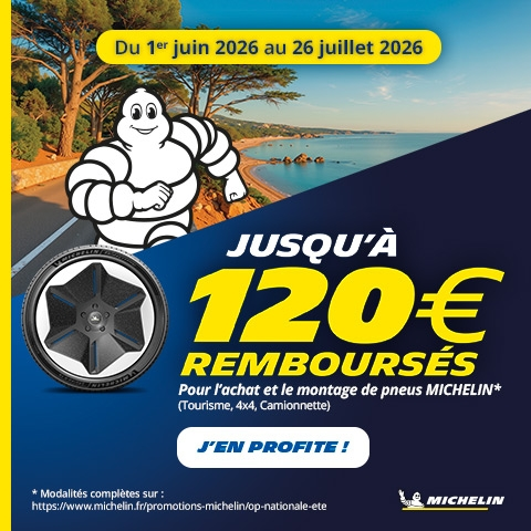 JUSQU'À 120 €REMBOURSÉS SUR VOS PNEUS MICHELIN 